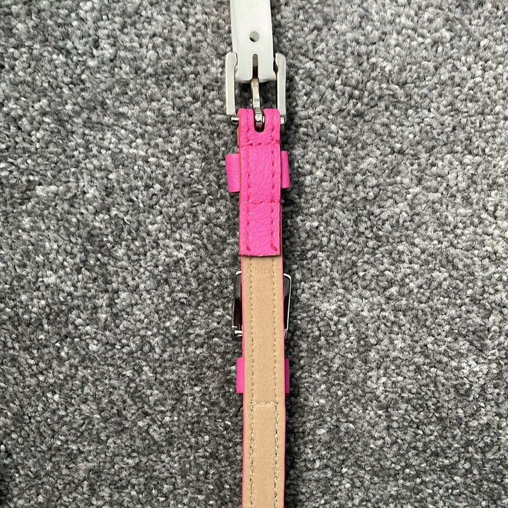 CALVIN KLEIN pink double-buckle skinny belt with silver hardware - size M medium - Picture 6 of 7